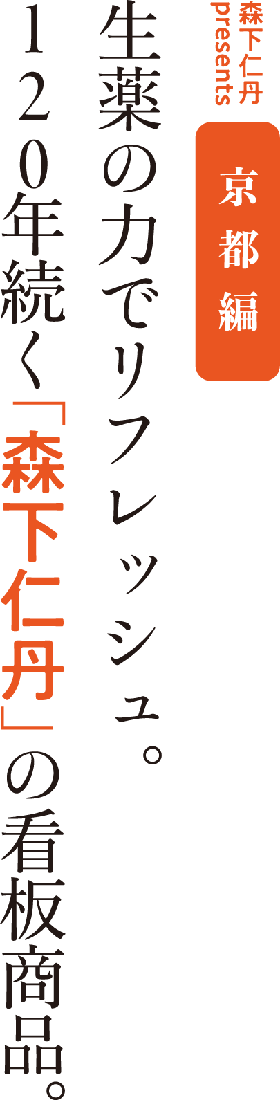 森下仁丹presents 京都編 生薬の力でリフレッシュ。120年続く「森下仁丹」の看板商品。